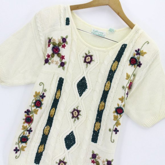 Colleens Collectables Women's Pullover Sweater, Medium, Casual, 3/4 Sleeve Beige - Picture 2 of 7